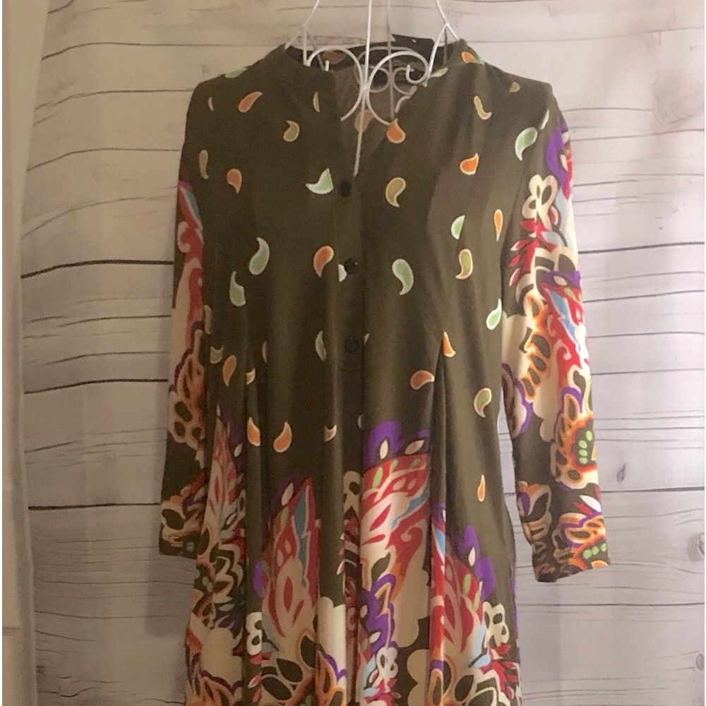R&B Collection Tunic 3/4 Sleeve Paisley Medium